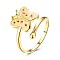 Fashion Butterfly Alloy Enamel Cuff Rings, Open Rings, Yellow, Golden, US Size 8(18.1mm)