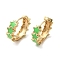 Star Real 18K Gold Plated Brass Hoop Earrings, with Enamel, Spring Green, 19.5x7mm