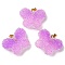 Transparent Resin Dotted Rhinetone Pendants, Butterfly Charms with Rack Plating Brass Findings, Real 18K Gold Plated, Cadmium Free & Lead Free, Long-Lasting Plated, Medium Orchid, 24x32x10mm, Hole: 4x2.5mm