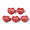 Handmade Polymer Clay Beads, Heart with Word Love, FireBrick, 8~8.5x9~9.5x4.5mm, Hole: 1.8mm