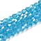 Transparent Electroplate Glass Beads Strands, AB Color Plated, Faceted, Bicone, Deep Sky Blue, 4x4mm, Hole: 0.8mm, about 82~85pcs/strand, 30.5~31cm