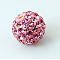 Polymer Clay Rhinestone Beads, Pave Disco Ball Beads, Grade A, Half Drilled, Round, Light Rose, PP9(1.5.~1.6mm), 6mm, Hole: 1.2mm