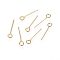 304 Stainless Steel Eye Pin, Golden, 40mm, Hole: 2mm, Pin: 0.7mm