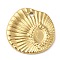 304 Stainless Steel Pendant Cabochon Settings, Shell Charm, Real 14K Gold Plated, Tray: 4.5x3mm, 15x15x1.8mm, Hole: 1.2mm