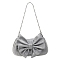 Women's Bowknot Imitation Leather Crossbody Bag, Shoulder Bag with Chain, Silver, 23x12x5cm