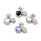 Alloy Pendant, with Glass, Platinum, Lead Free & Cadmium Free, Cherry Charm, Mixed Color, 14x15x5mm, Hole: 1.5mm