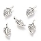 Tibetan Style Alloy Pendants, Leaf, Lead Free & Cadmium Free, Antique Silver, 14x7x2.5mm, Hole: 1.5mm