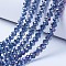 Electroplate Glass Beads Strands, AB Color Plated, Faceted, Rondelle, Marine Blue, 4x3mm, Hole: 0.4mm, about 113~115pcs/strand, 41~42cm