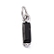 304 Stainless Steel Cubic Zirconia Pendants, Rectangle, Black, 17x4x4mm, Hole: 5mm