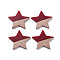 Opaque Resin & Walnut Wood Pendants, Two Tone, Star, FireBrick, 26x28.5x3mm, Hole: 1.8mm