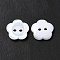 Resin Buttons, Dyed, Flower, White, 15x3mm, Hole: 1mm