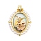 Rack Plating Brass Enamel Pendants, with Plastic Imitation Pearl, Long-Lasting Plated, Cadmium Free & Lead Free, Real 18K Gold Plated, Oval with Virgin Mary Charm, Yellow, 28x22.5x6mm, Hole: 4.5x3.5mm