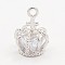 Brass Micro Pave Cubic Zirconia Pendants, Crown, Platinum, 16x11x8mm, Hole: 2mm