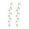 Cubic Zirconia Chains Tassel Earrings, Brass Dangle Stud Earrings, Golden, 78x12mm