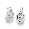Brass Micro Pave Clear Cubic Zirconia Charms ZIRC-L092-09-P-2
