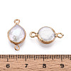 Electroplated Natural Keshi Pearl Flat Round Connector Charms PEAR-S018-02C-04-3
