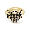 Real 18K Gold Plated Brass Pave Cubic Zirconia Adjustable Rings RJEW-M170-05G-02-2
