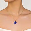 Ocean Beach Vacation Style Starfish Brass Enamel Pendant Necklace KT4920-1