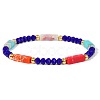 Dyed Synthetic Imperial Jasper Cuboid & Faceted Rondelle Dyed White Jade & Round Brass Beaded Stretch Bracelets QY8342-4-1