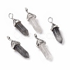 Natural Grey Quartz Pointed Pendants G-K329-63P-1