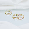 3Pcs 3 Styles Brass & Rhinestone & ABS Imitation Pearl Cuff Rings for Women RJEW-LP0010-02-3