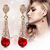 Real 18K Gold Plated Brass Rhinestone Teardrop Stud Earrings EJEW-EE0001-232E-3