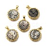 Brass with Natural Shell Carved Pendants KK-Z091-05G-02-1