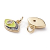 Brass Micro Pave Clear Cubic Zirconia Charms KK-C100-15G-B01-3