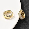 Brass Micro Pave Clear Cubic Zirconia Oval Hoop Earrings EJEW-F382-01G-2