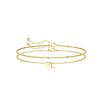 2Pcs 2 Styles Brass Beaded Bracelets & Satellite Chains Bracelets for Women FS-WG4A116-11-1