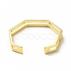 Rack Plating Brass polygon Open Cuff Bangle for Women BJEW-H563-01G-3