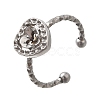 Heart 304 Stainless Steel Adjustable Cuff Ring Components STAS-H237-02C-P-1