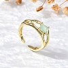 Square Brass Cat Eye Cuff Rings RJEW-G344-01G-2