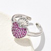 Sacred Heart Brass Micro Pave Cubic Zirconia Cuff Rings for Women RJEW-B117-01P-03-2