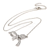 Brass Micro Pave Clear Cubic Zirconia Bowknot Pendant Necklaces NJEW-F326-04P-2