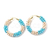 Porcelain Beaded Huggie Hoop Earrings for Women X1-EJEW-C003-01E-RS-1