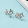 Brass Micro Pave Clear Cubic Zirconia Bowknot Stud Earrings EJEW-A145-02B-P-2