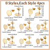 32Pcs 8 Style Ion Plating(IP) 201/304 Stainless Steel Stud Earring Findings STAS-ME0001-39G-2