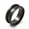 201 Stainless Steel Grooved Finger Ring Settings STAS-P323-10EB-1