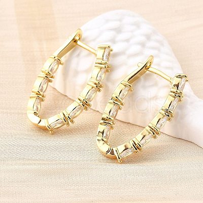 Brass Micro Pave Clear Cubic Zirconia Hoop Earrings EJEW-Z121-11G-1