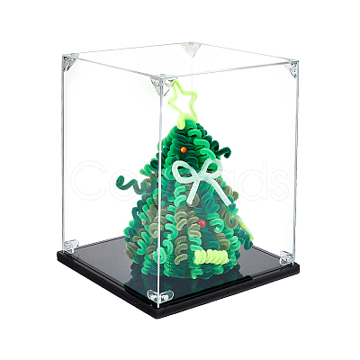 Acrylic Minifigures Display Cases with Black Base ODIS-WH0079-068C-1