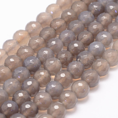 Natural Grey Agate Bead Strands G-K155-D-8mm-F01-1