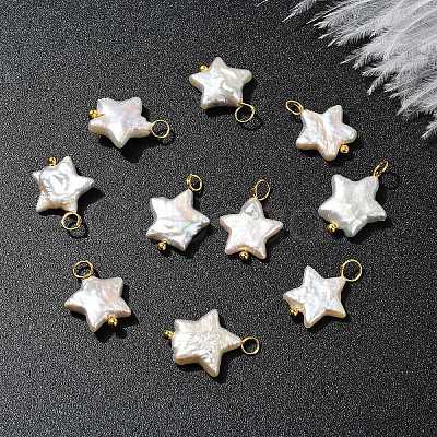 10Pcs Natural Nucleated Baroque Keshi Pearl Pendants PALLOY-YW00106-1