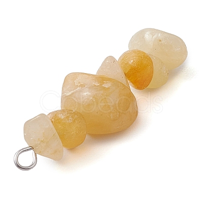 Gradient Color Natural Citrine & Natural Tiger Eye & Natural Gold Rutilated Quartz Chip Beaded Pendants PALLOY-JF02791-08-1