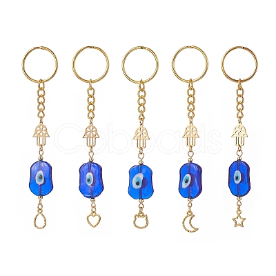 Evil Eye 201 Stainless Steel Hamsa Hand/Hand of Miriam Keychains KEYC-JKC00467-1