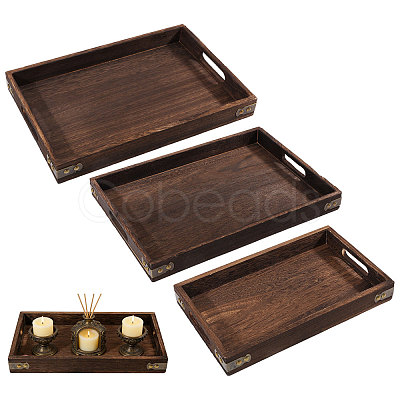 3Pcs 3 Styles Wood Tea Tray AJEW-PH0009-97-1