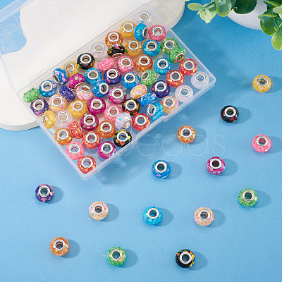 72Pcs 12 Colors Transparent Resin Rondelle European Beads RESI-TA0004-81-1