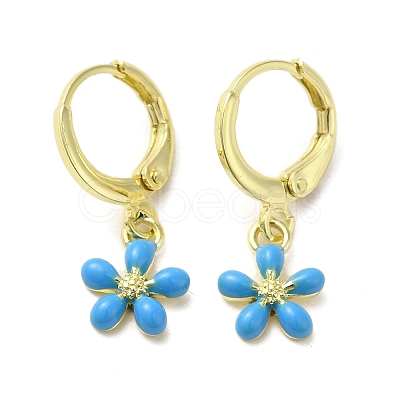 Flower Golden Brass Dangle Leverback Earrings EJEW-L268-009G-04-1