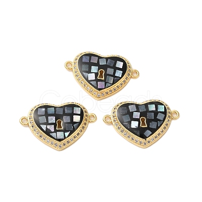Rack Plating Brass Micro Pave Clear Cubic Zirconia Heart Links KK-K385-107G-1