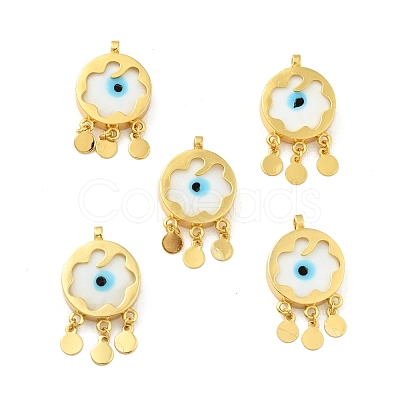 Rack Plating Handmade Evil Eye Lampwork Pendants KK-F838-01F-G-1